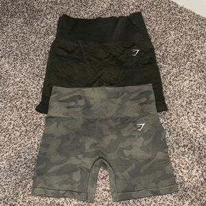 Gymshark Dark Green and Green Camo Adapt Shorts